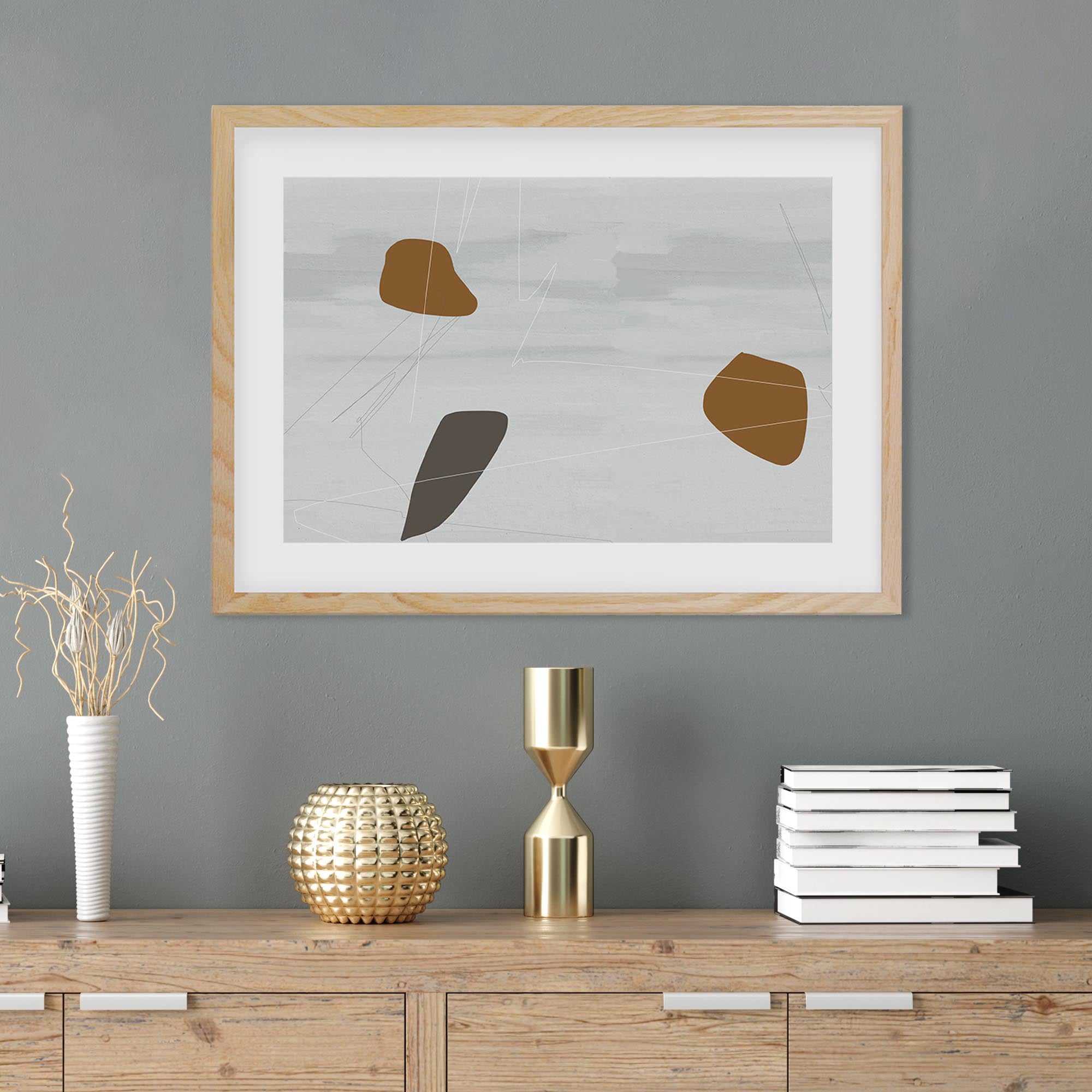 Neutral On Brown Abstract Framed Art