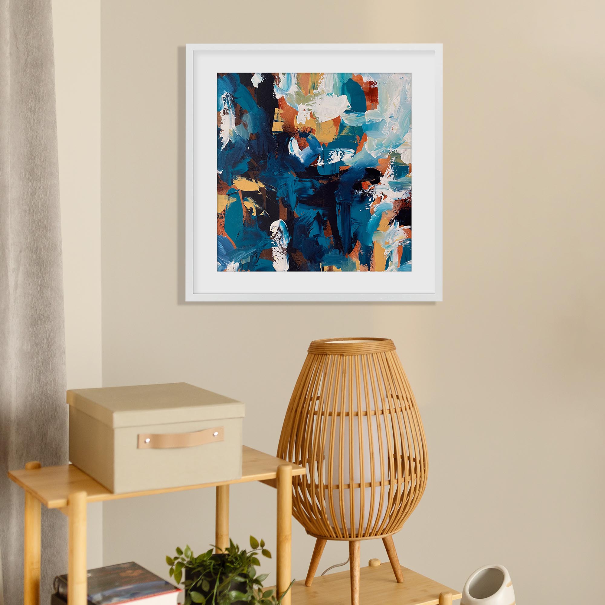 Midnight Blue Abstract Framed Art