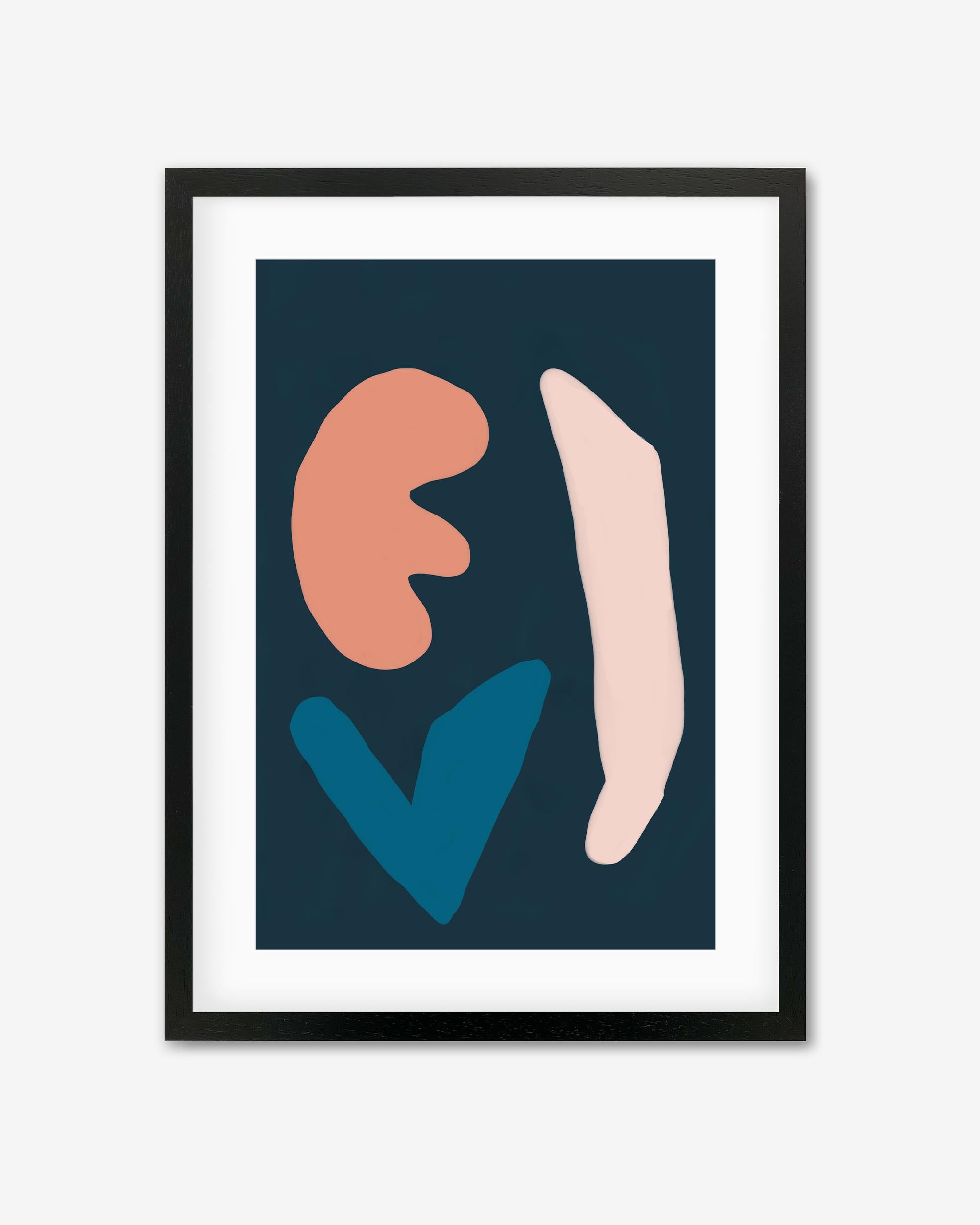Navy Brush Strokes Framed Art