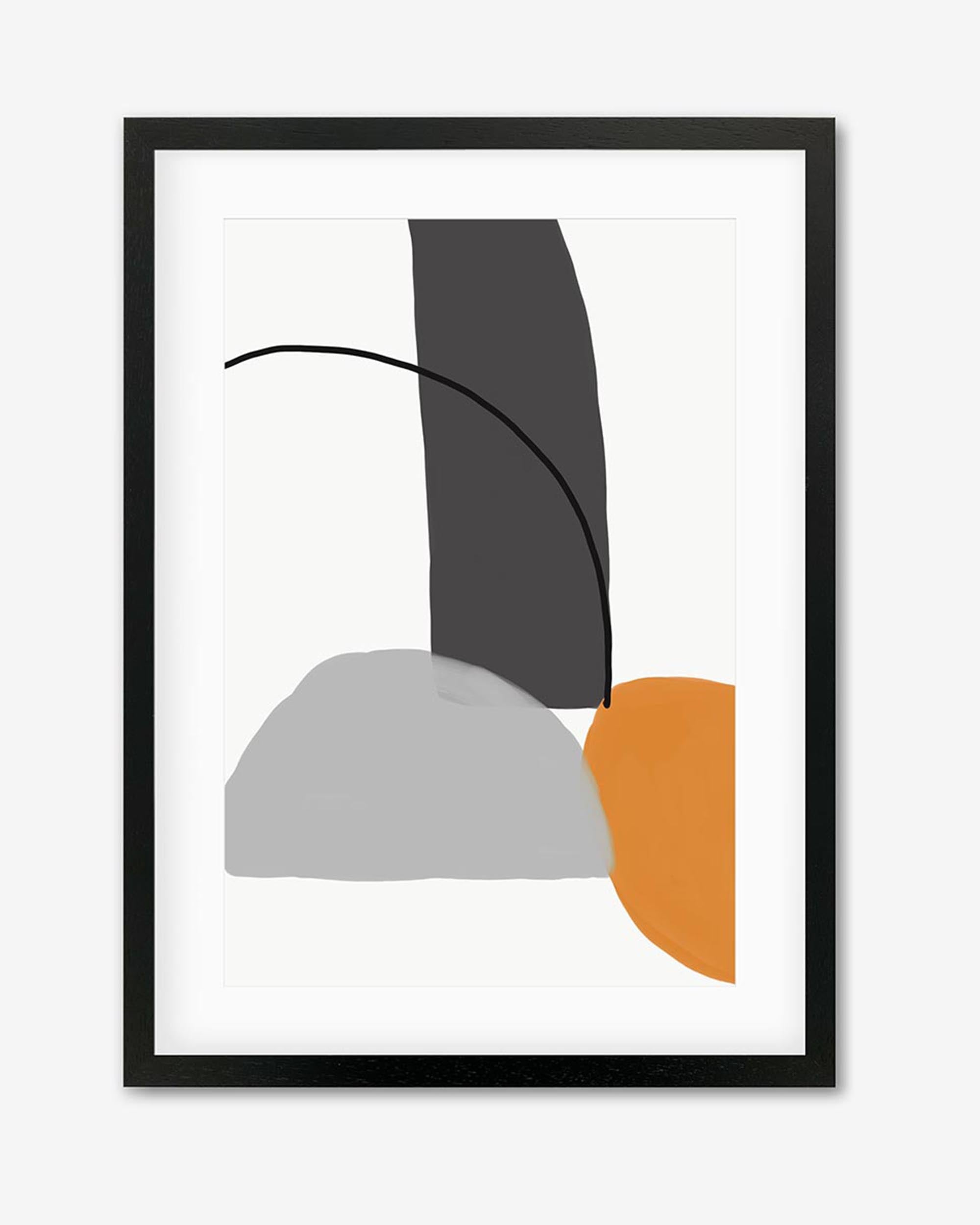 Abstract Line Orange Grey Framed Art