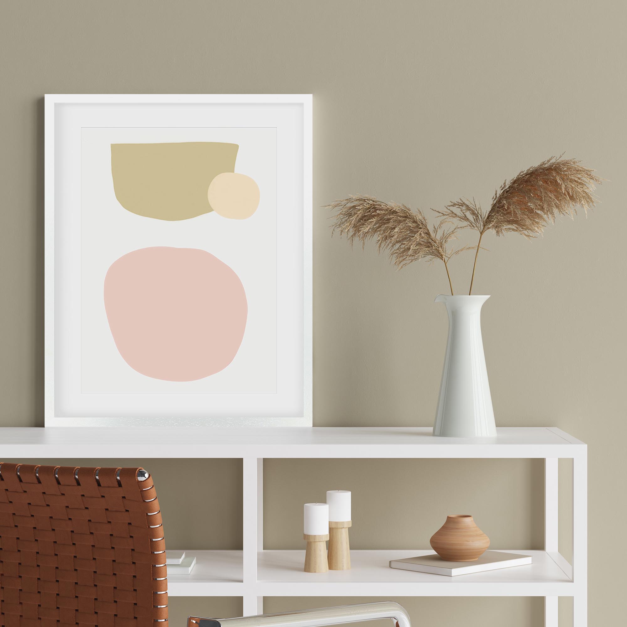 Blush Pastel Shapes Framed Art