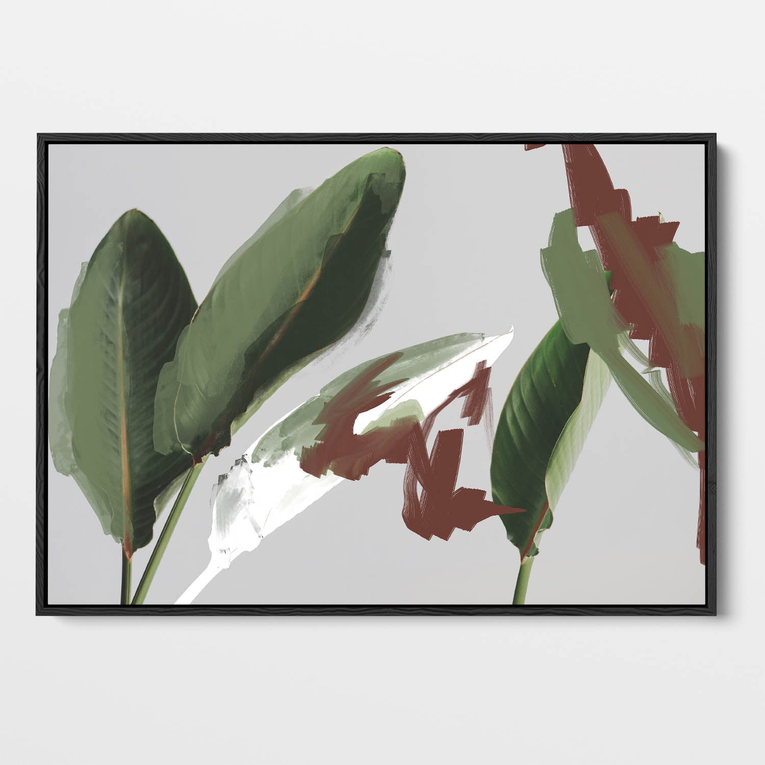 Abstract Botanical Leaves Framed Canvas
