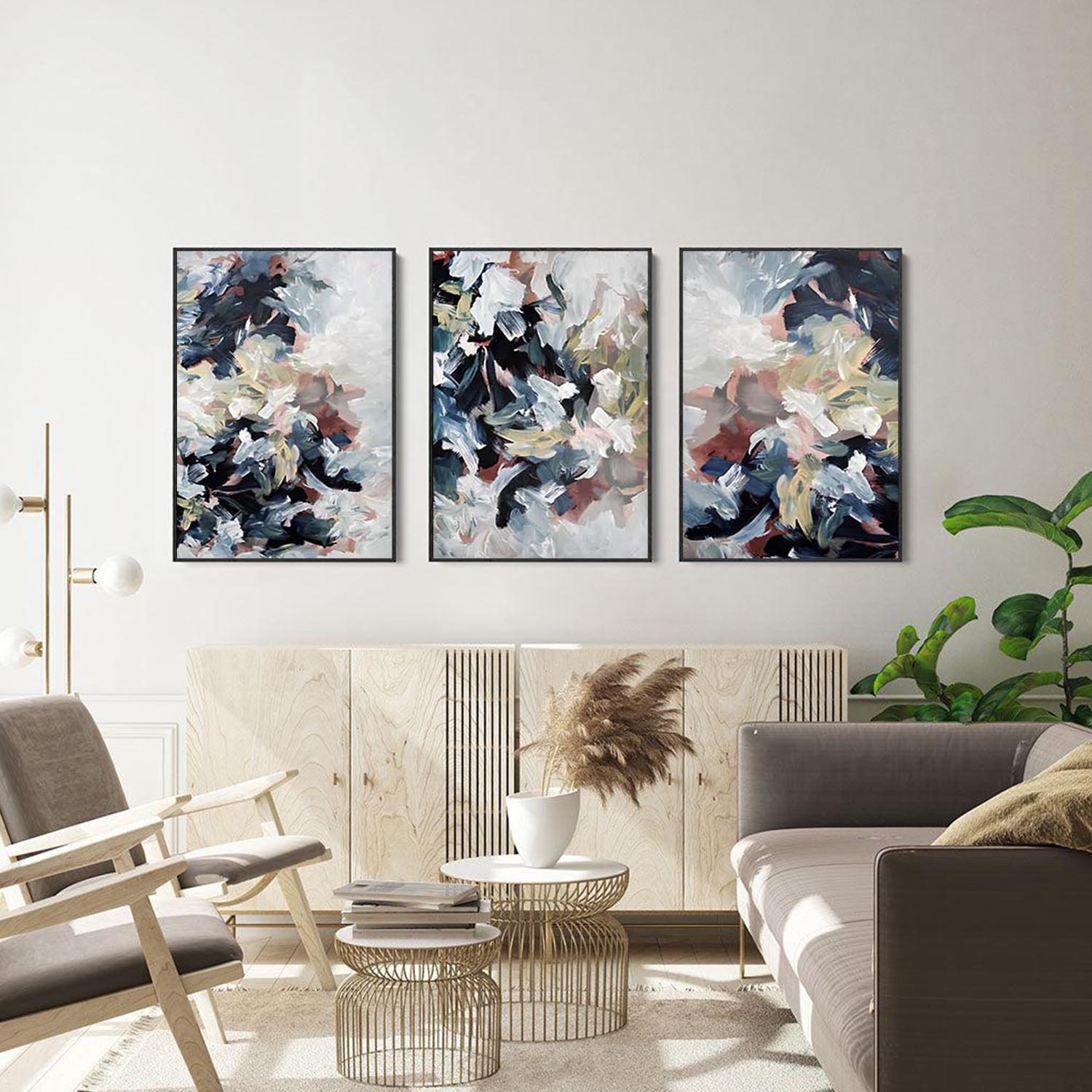 Abstract Dunes Canvas Set Of 3-framed-Canvas Set Of 3-Abstract House