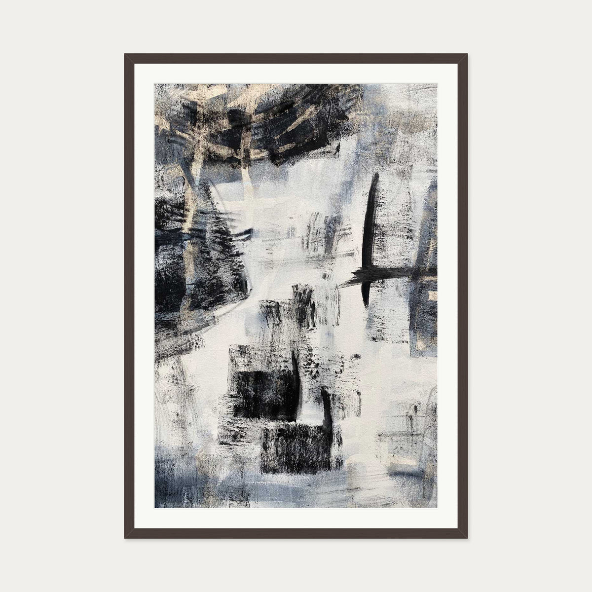 Abstraction 103 Art Print — 70 x 100 cm — Brown Frame
