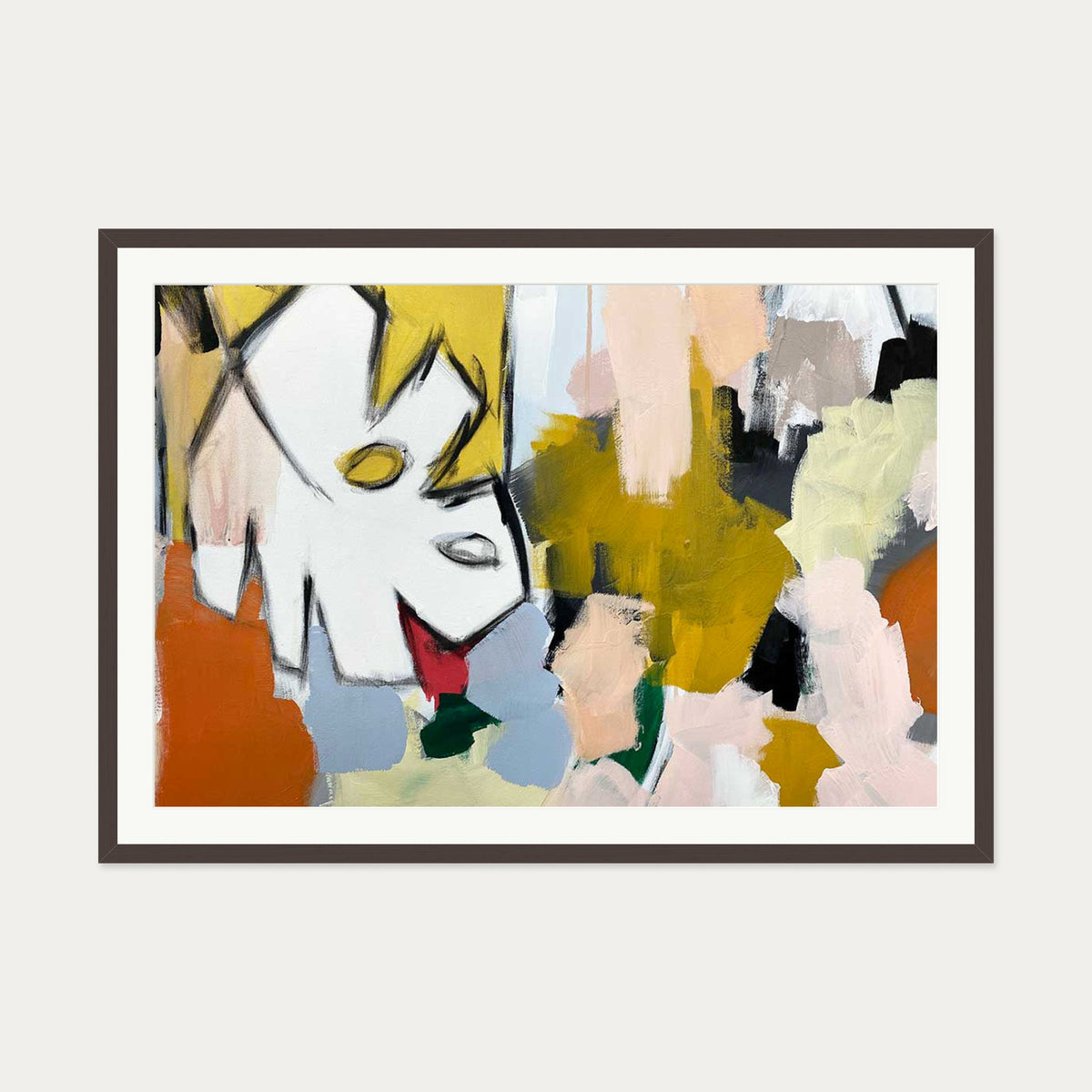 Abstraction 105 Art Print — 70 x 100 cm — Brown Frame