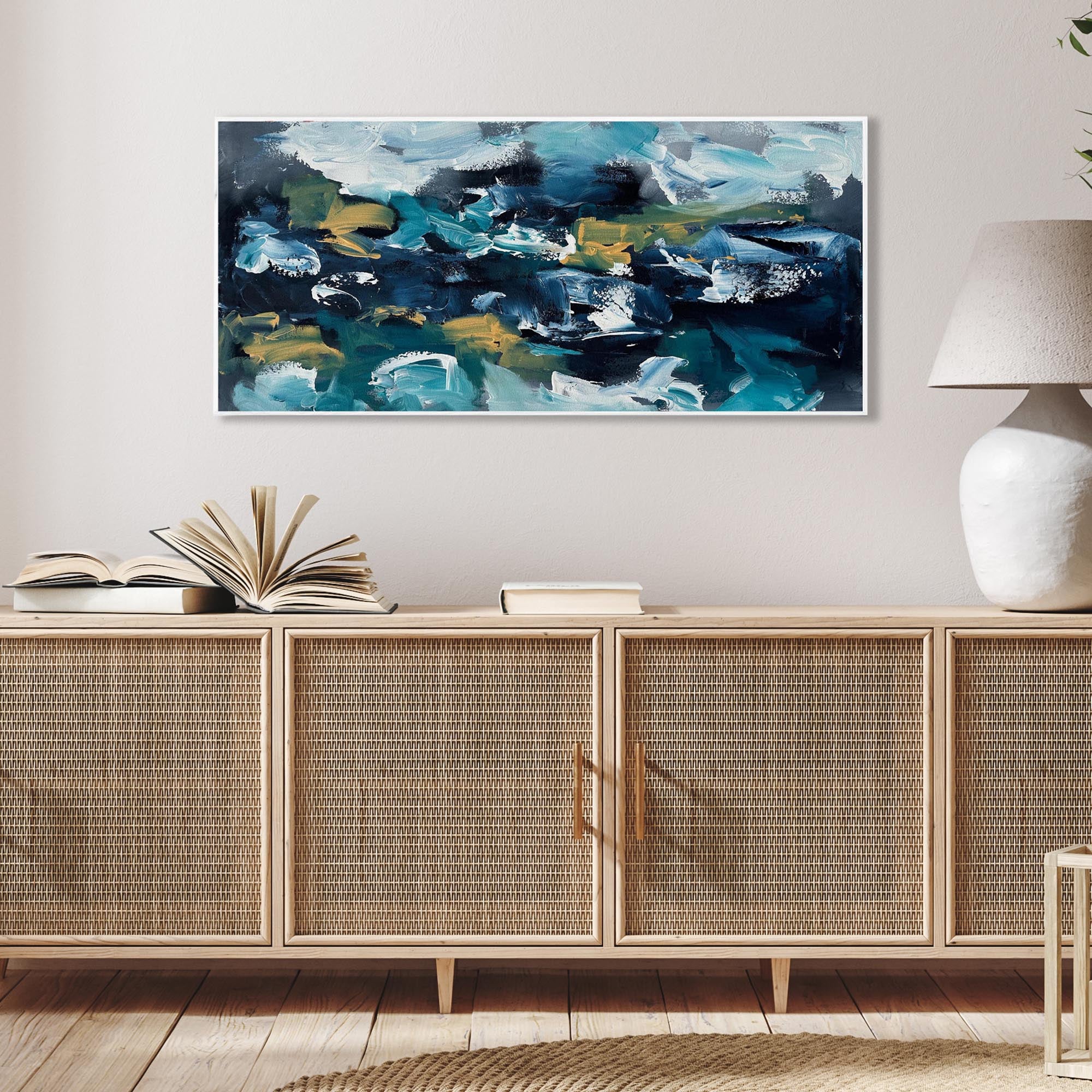 Misty River Bank - Original Painting-Abstract House