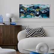 Misty River Bank - Original Painting-Abstract House