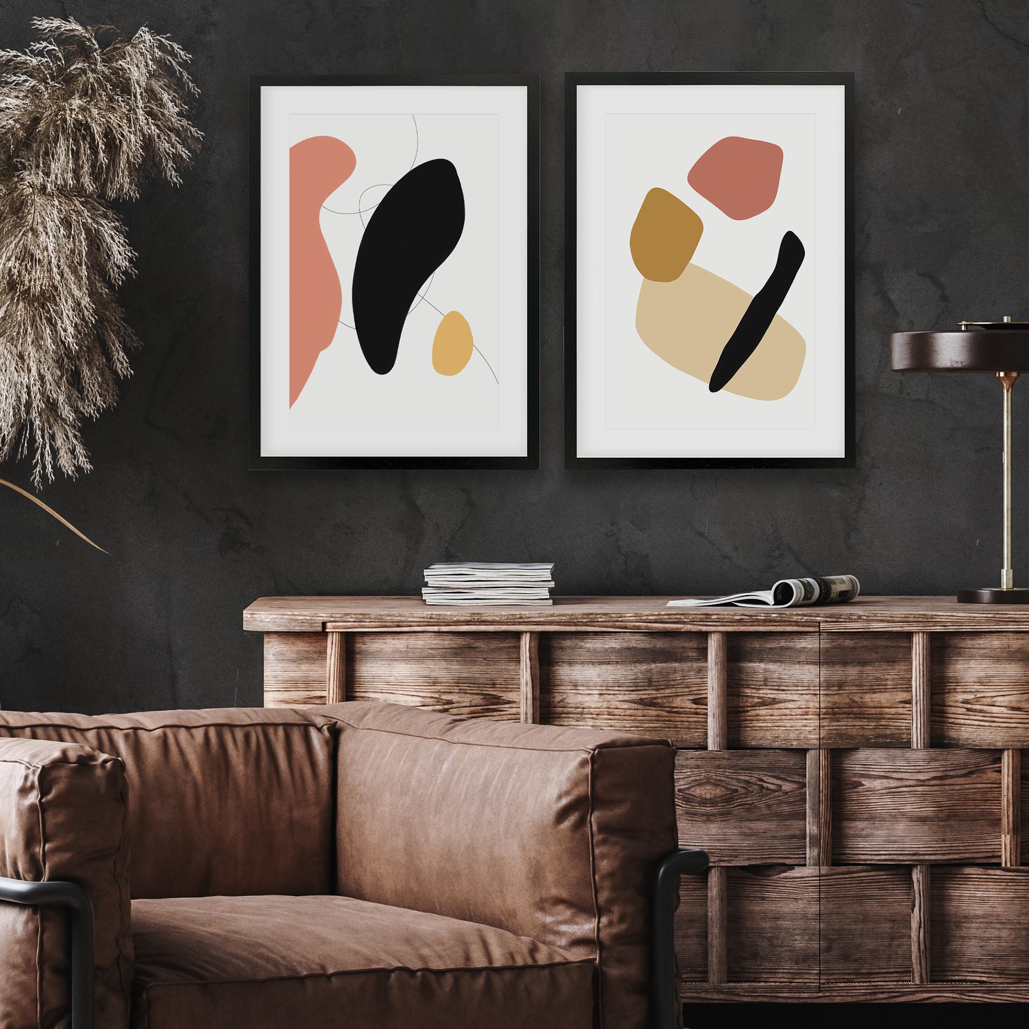 Abstract Shape Lines - Print Set Of 2-Abstract House
