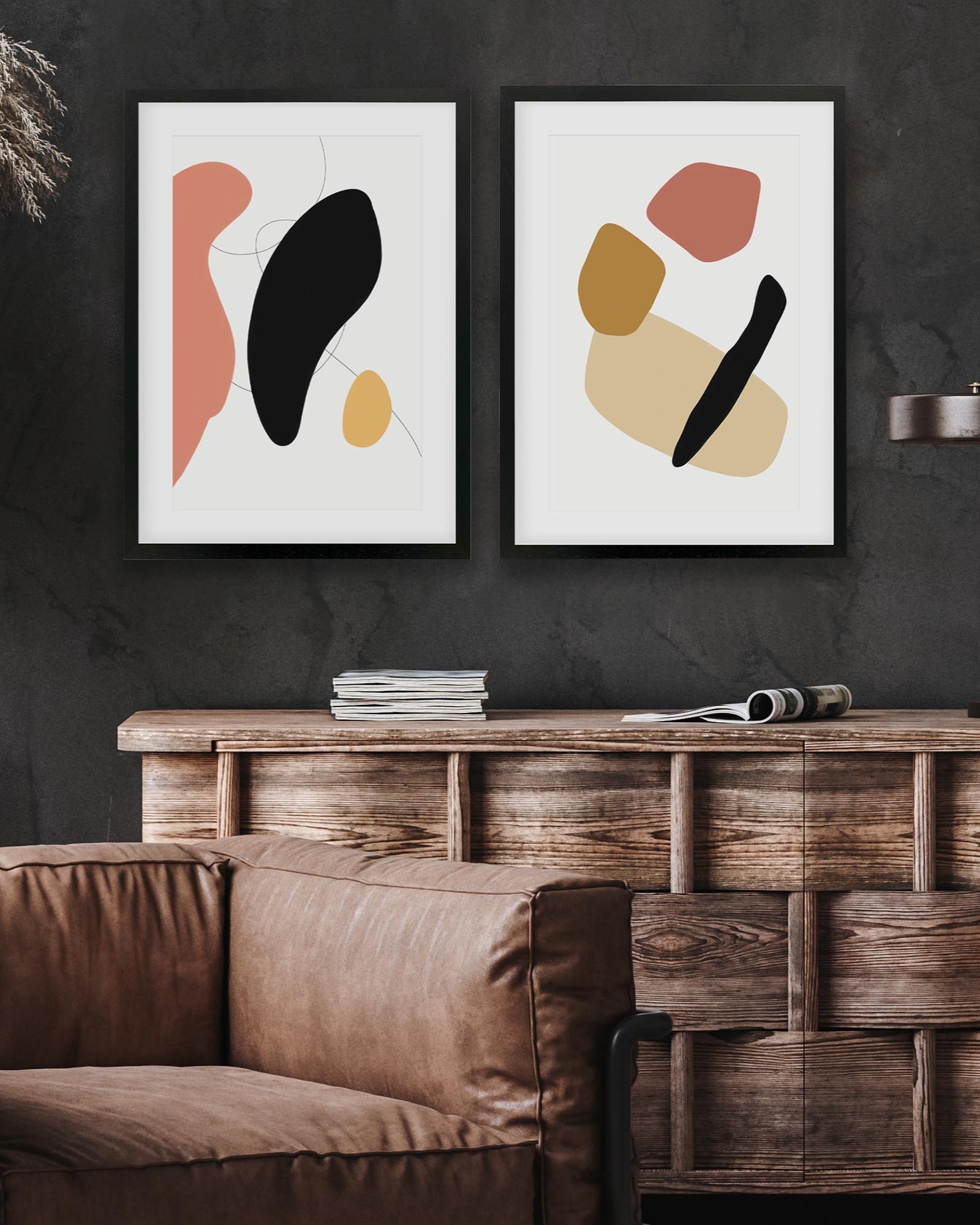 Abstract Shape Lines - Print Set Of 2-Abstract House