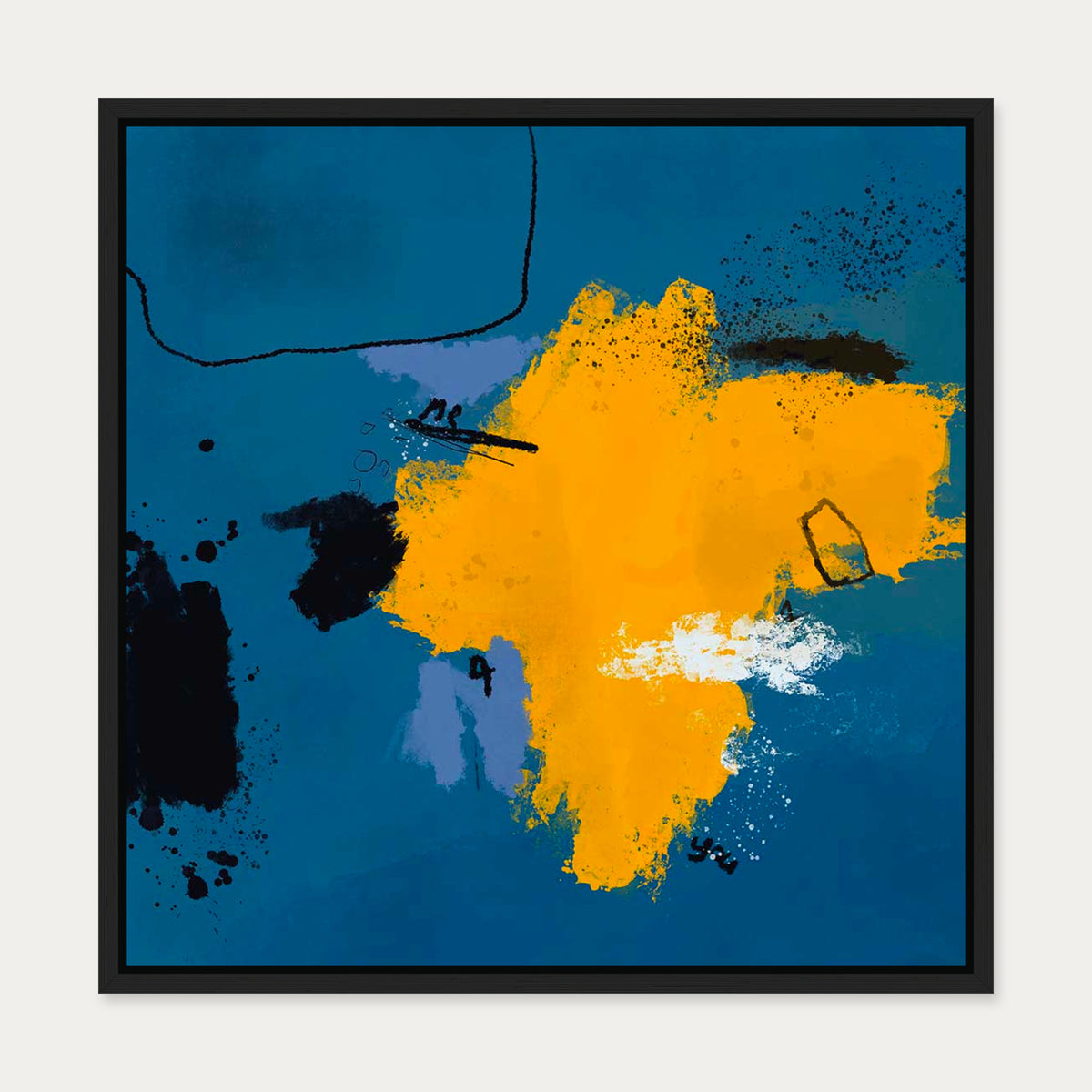 Aerial Island Canvas Art — 50 x 50 cm — Black Frame