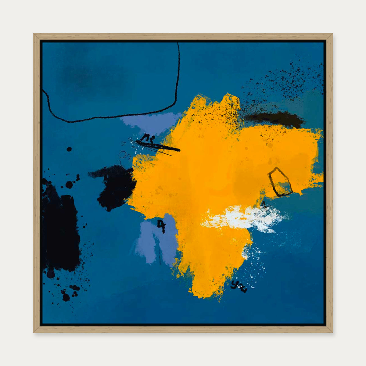 Aerial Island Canvas Art — 50 x 50 cm — Oak Frame