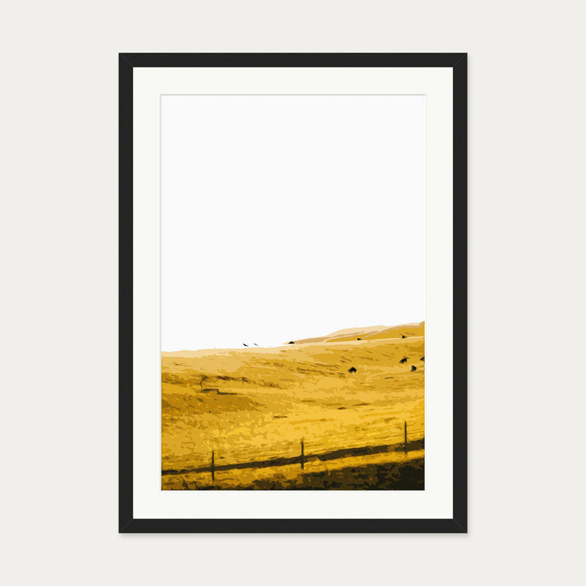 Yellow Fields Of Gold Art Print — 50 x 70 cm — Black Frame