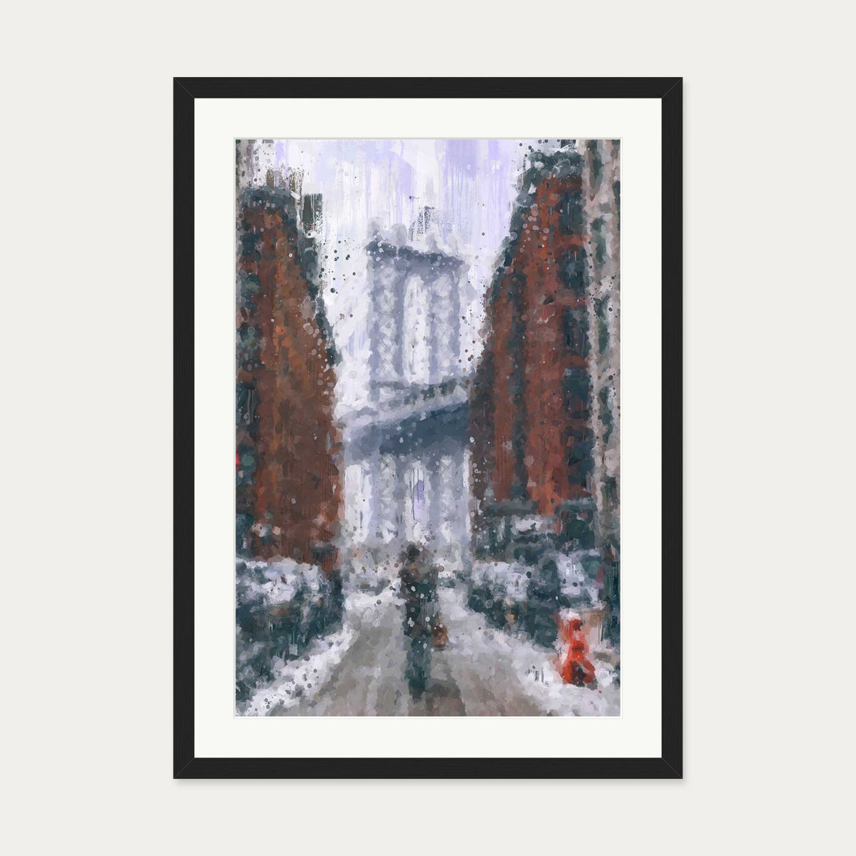 New York Snow Oil painting Art Print — 50 x 70 cm — Black Frame