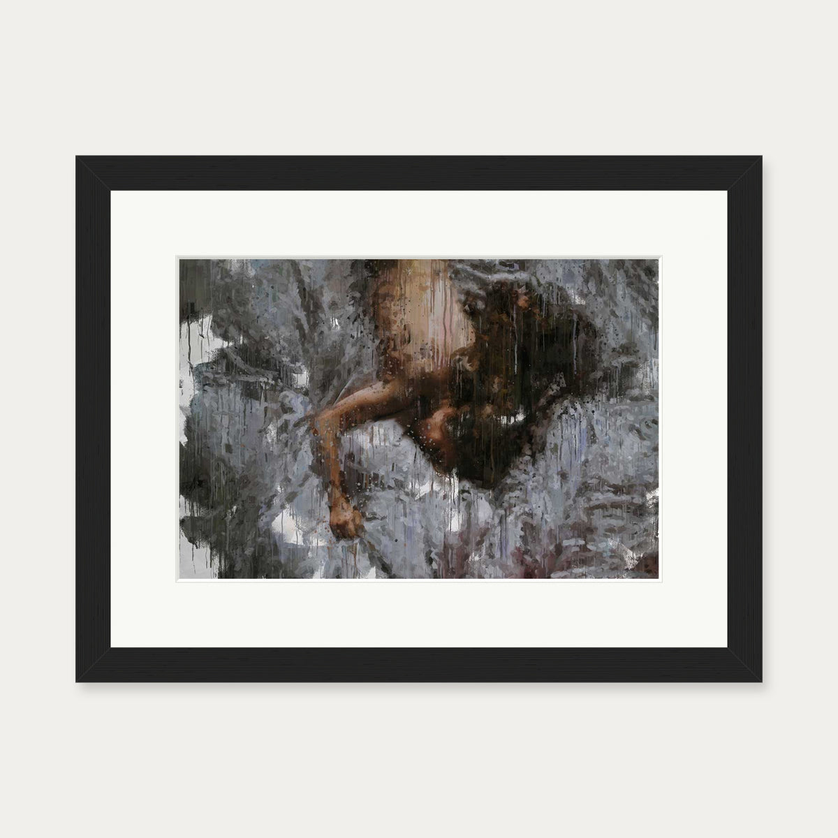 Nude Impressionist Painting Art Print — 30 x 40 cm — Black Frame