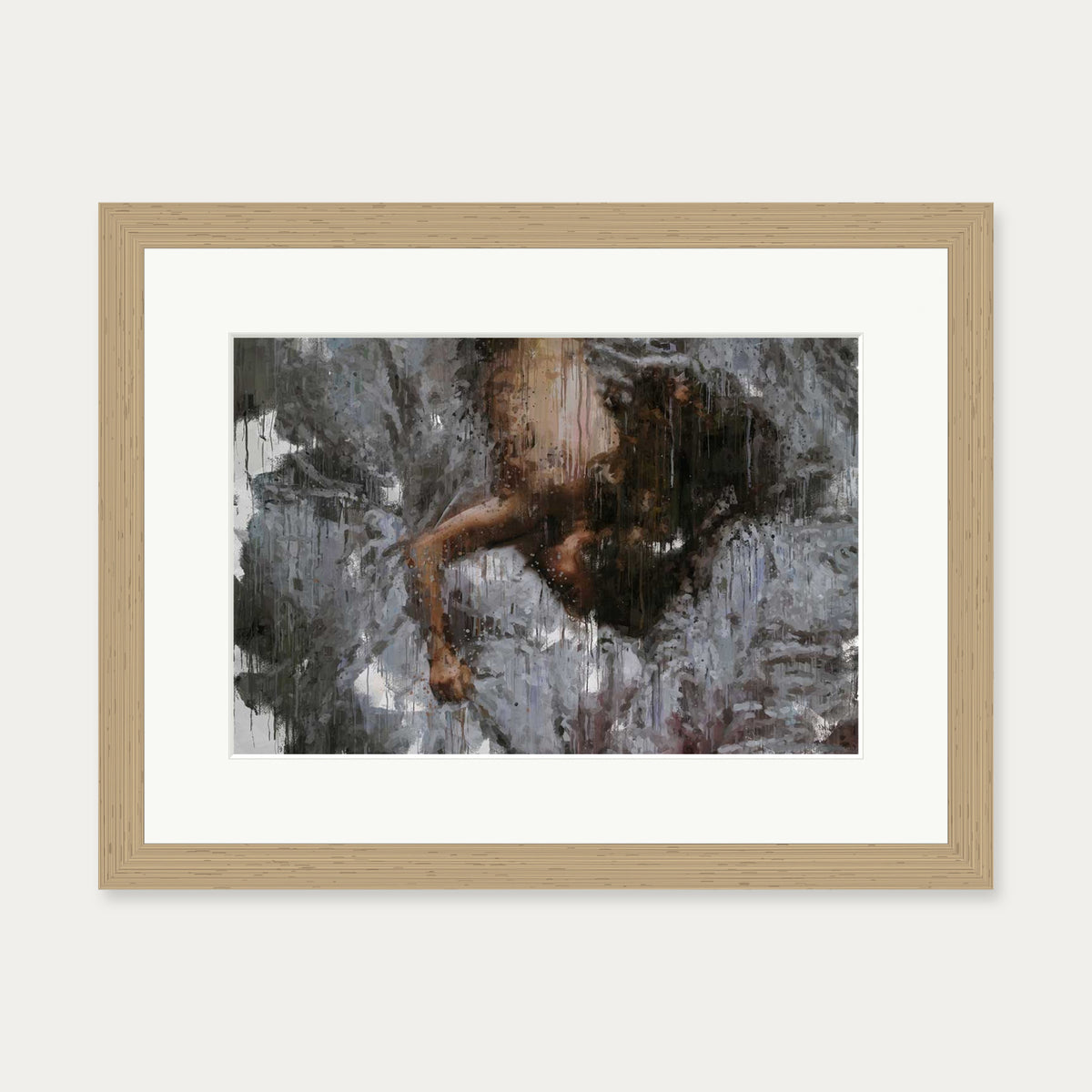 Nude Impressionist Painting Art Print — 30 x 40 cm — Oak Frame