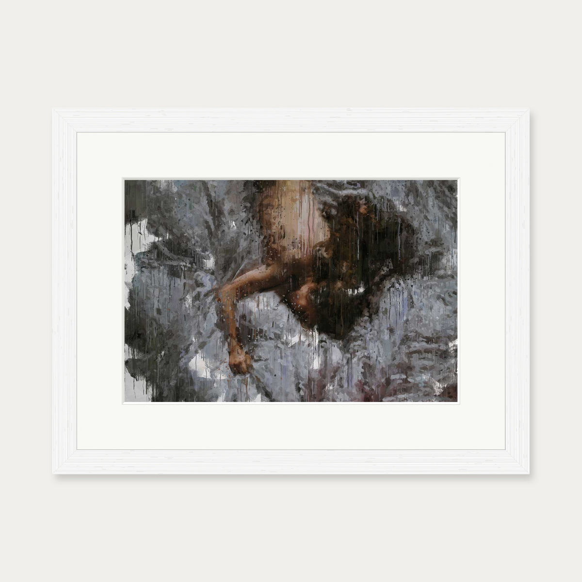Nude Impressionist Painting Art Print — 30 x 40 cm — White Frame