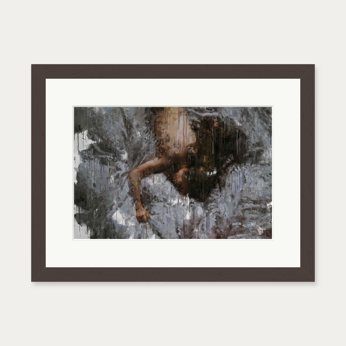 Nude Impressionist Painting Art Print — 30 x 40 cm — Brown Frame