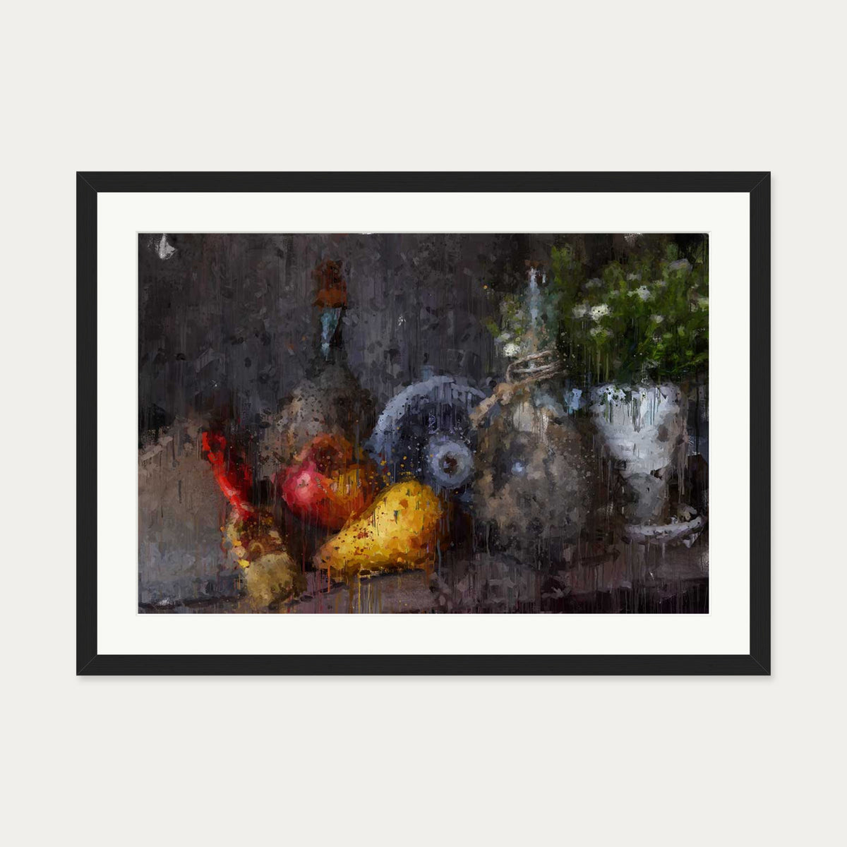 Still Life Impressionist Art Print — 50 x 70 cm — Black Frame