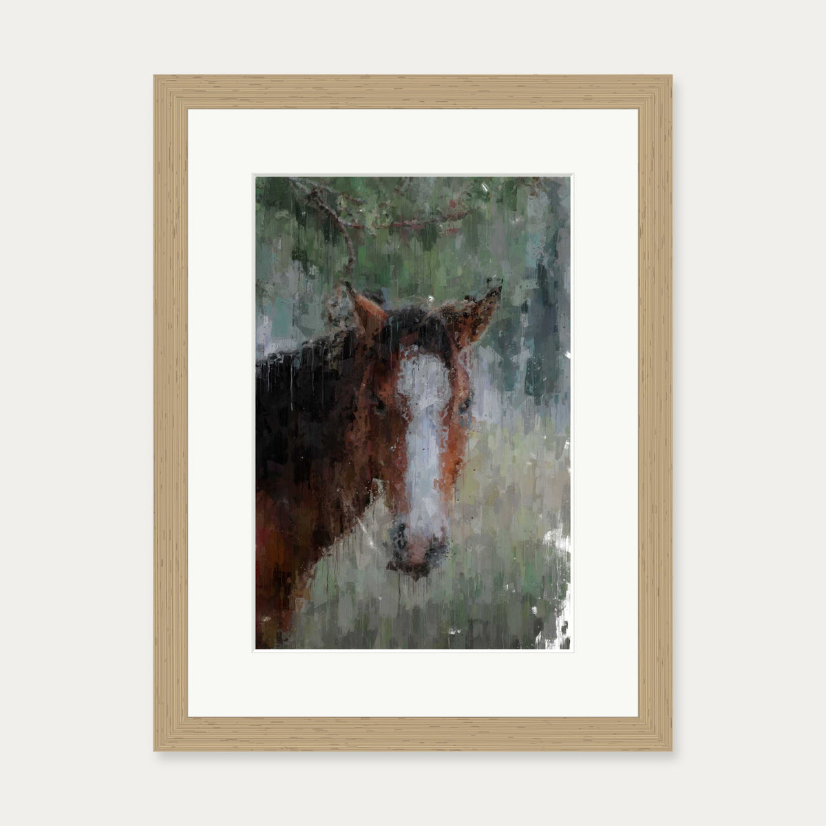 Horse Art Print — 30 x 40 cm — Oak Frame