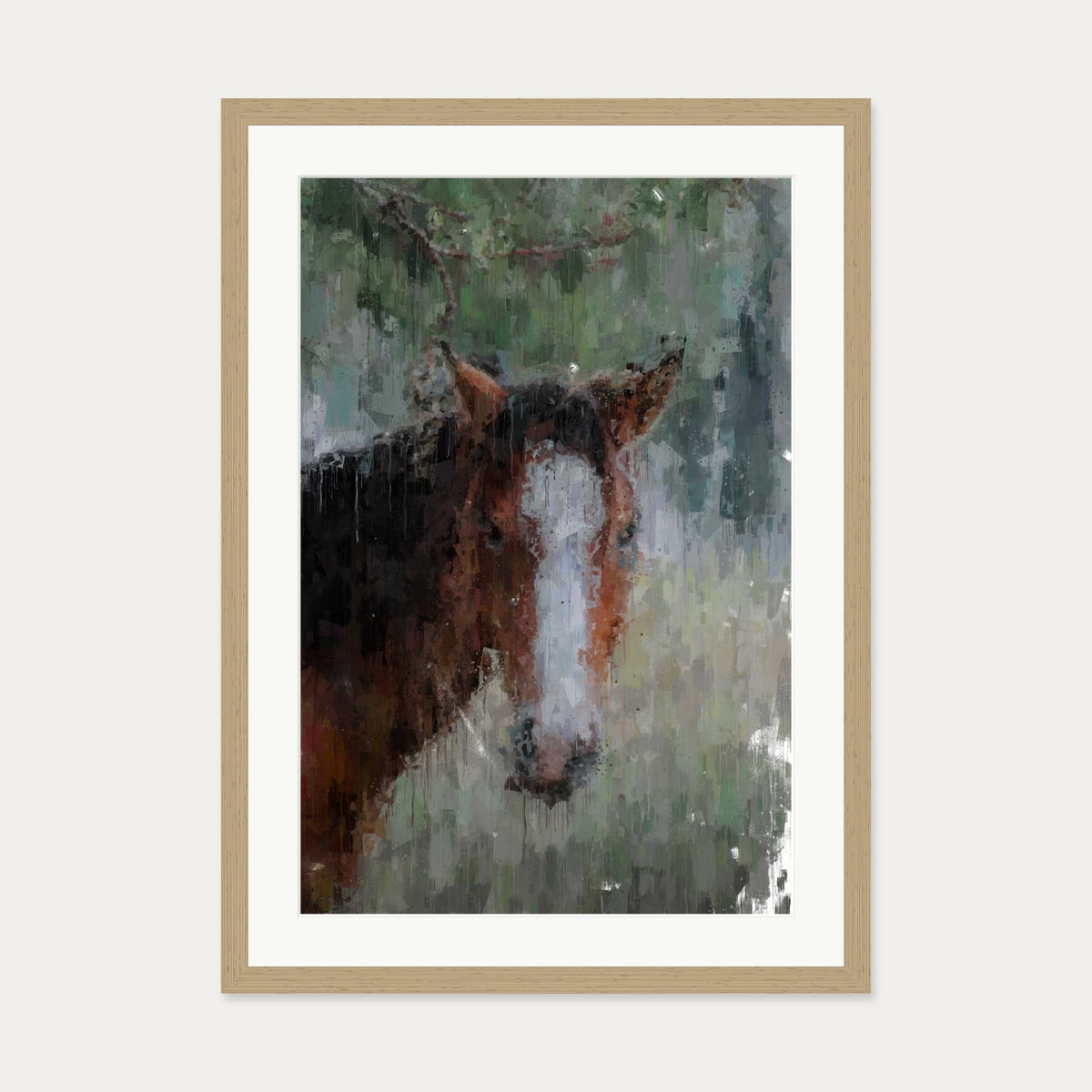 Horse Art Print — 50 x 70 cm — Oak Frame