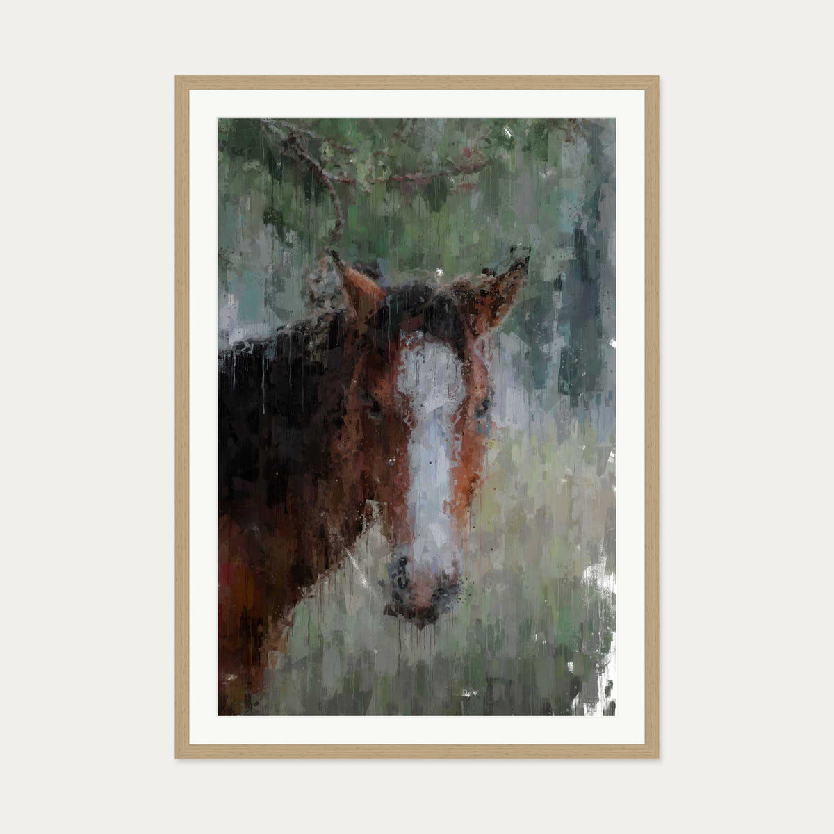 Horse Art Print — 70 x 100 cm — Oak Frame