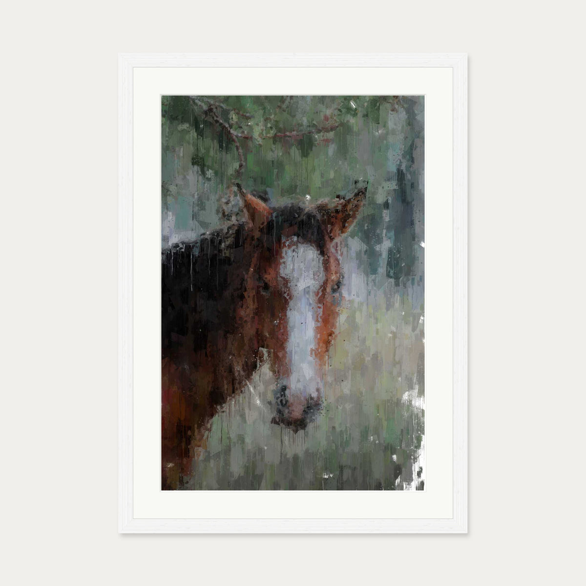 Horse Art Print — 50 x 70 cm — White Frame
