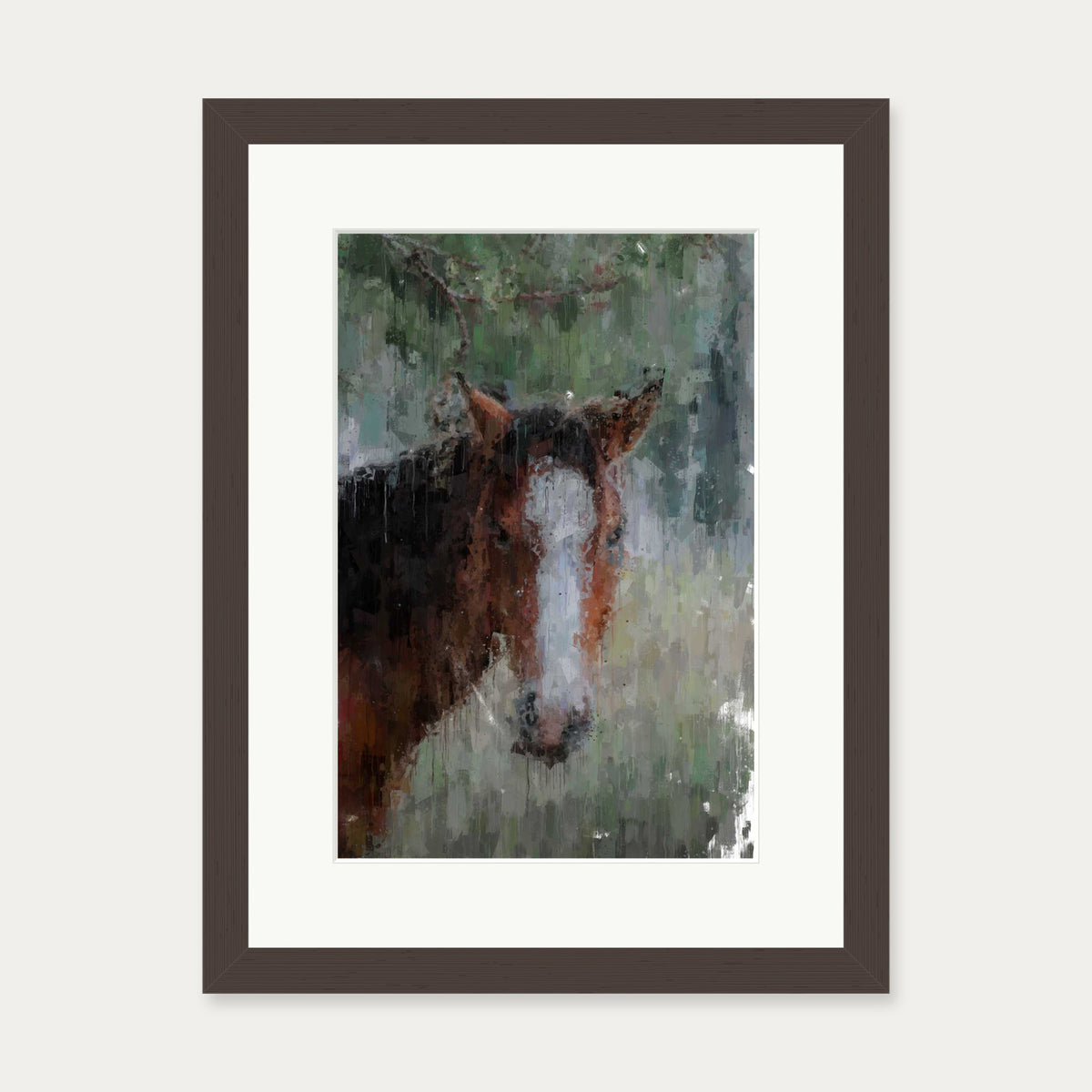 Horse Art Print — 30 x 40 cm — Brown Frame
