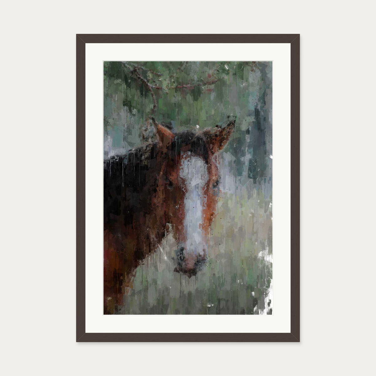 Horse Art Print — 50 x 70 cm — Brown Frame