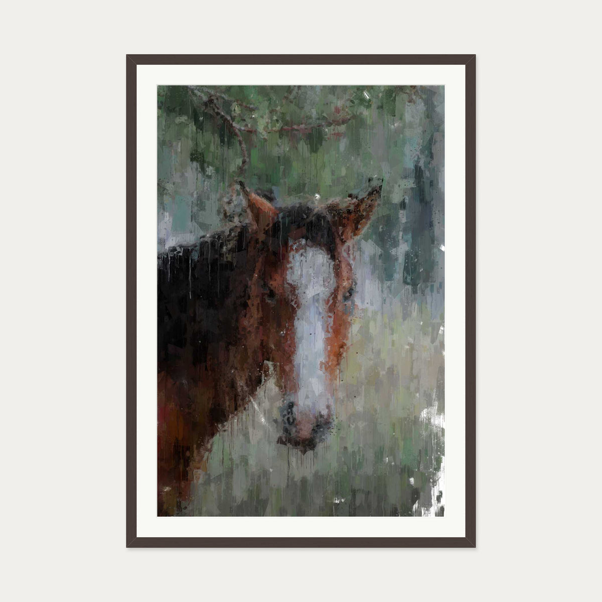 Horse Art Print — 70 x 100 cm — Brown Frame