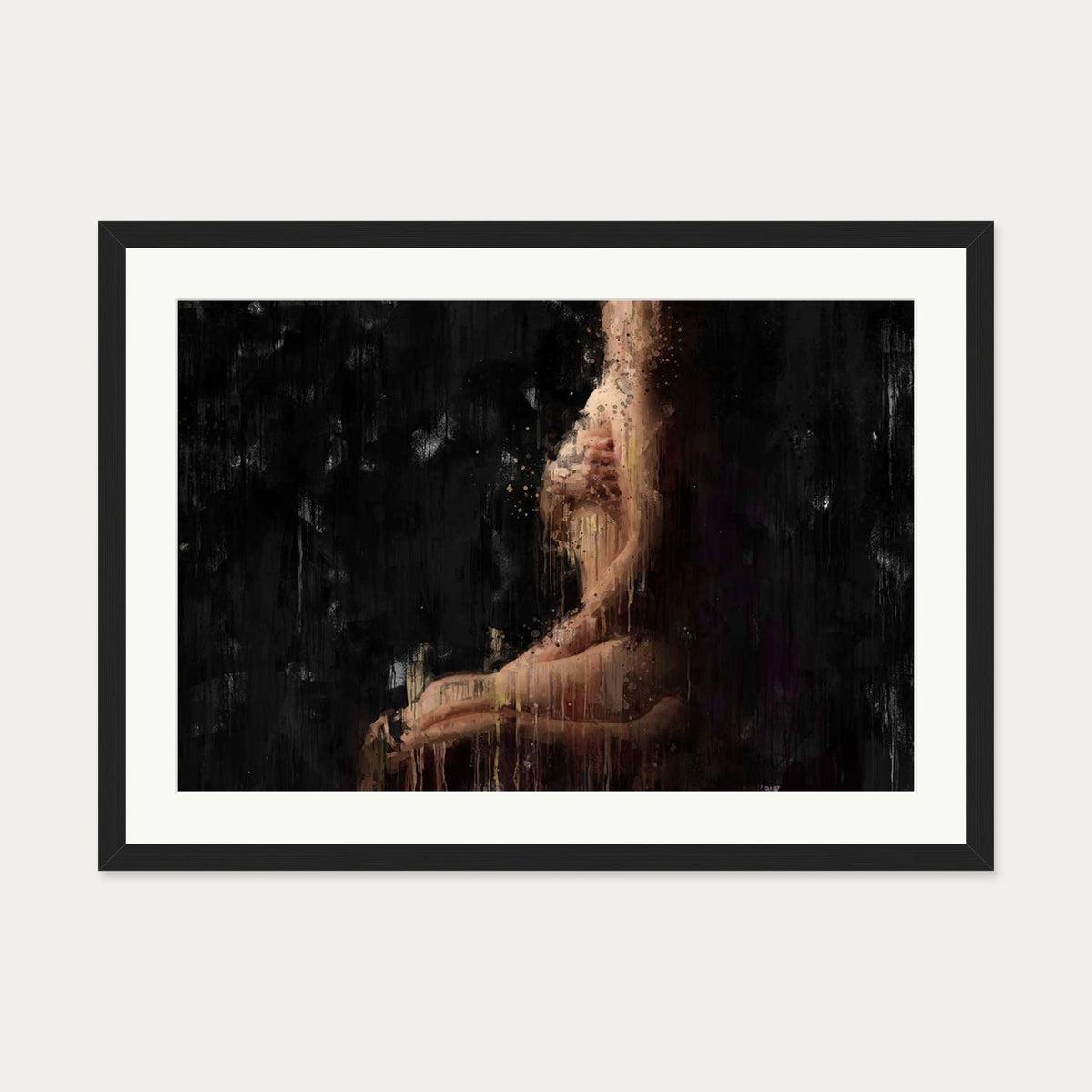 Impressionist Nude Art Print — 50 x 70 cm — Black Frame