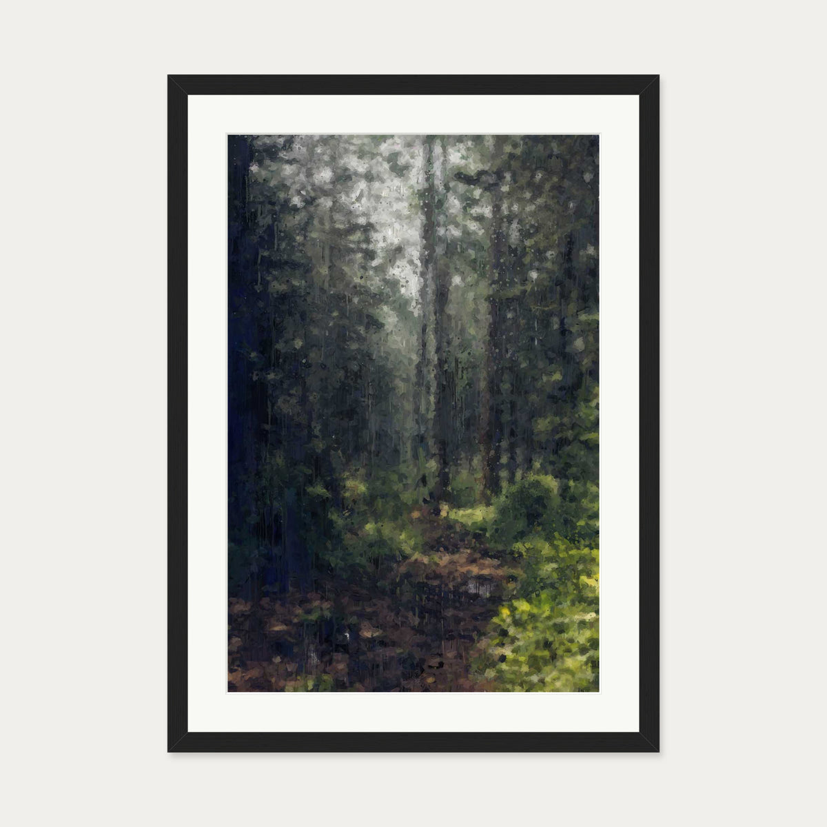 The Green Forest Landscape Art Print — 50 x 70 cm — Black Frame