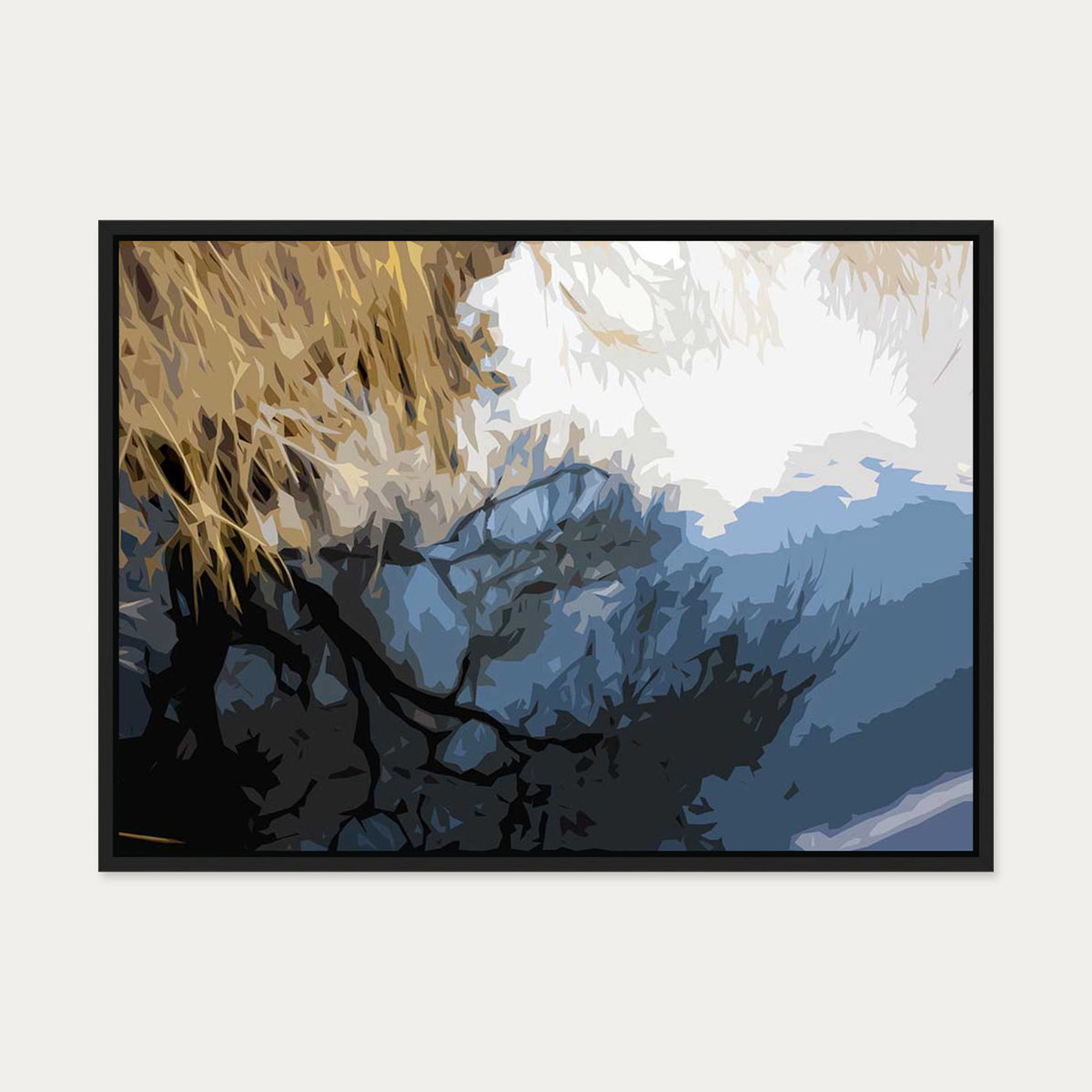 Abstract Landscape Reflection Canvas Art — 50 x 70 cm — Black Frame