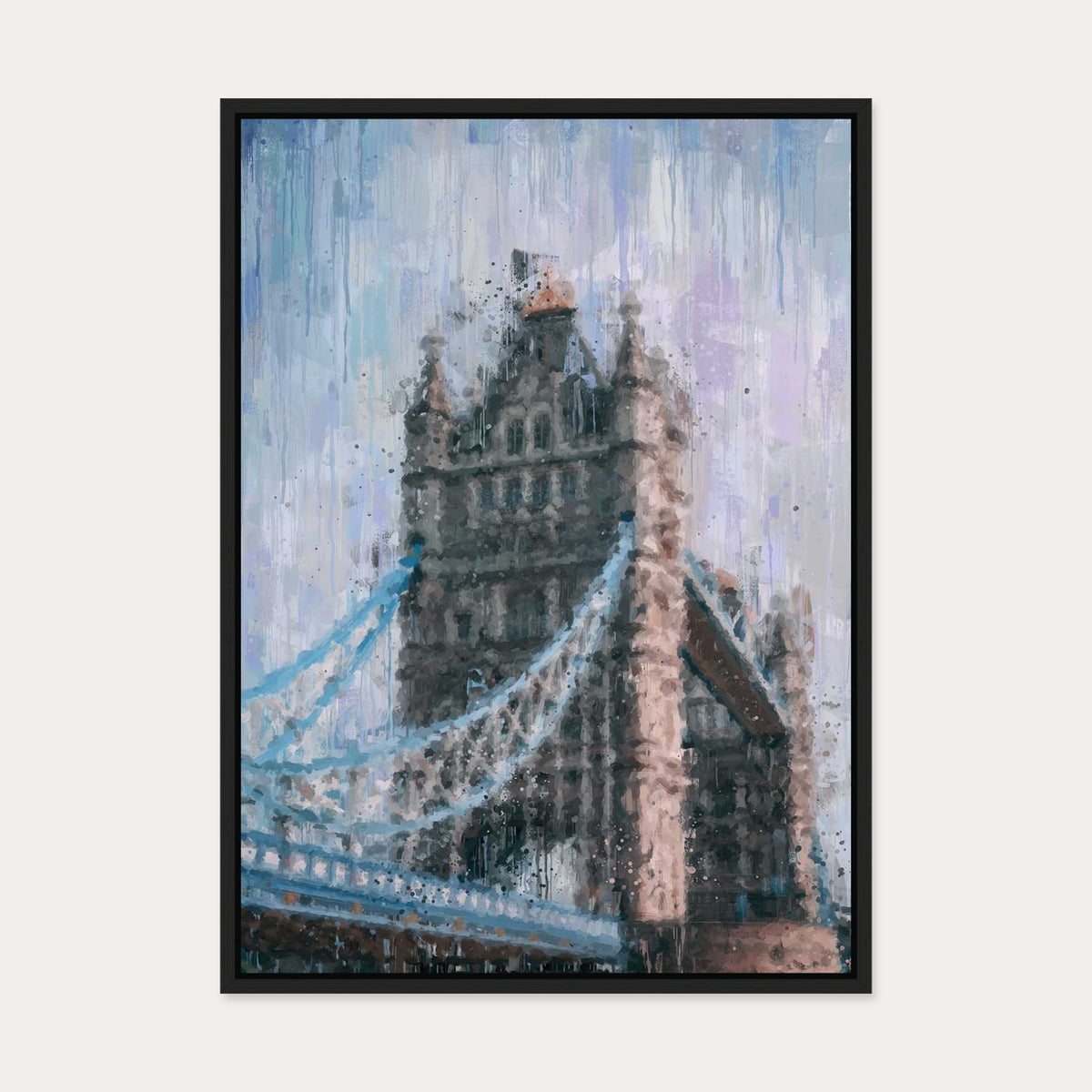 Tower Bridge London Painting Canvas Art — 50 x 70 cm — Black Frame