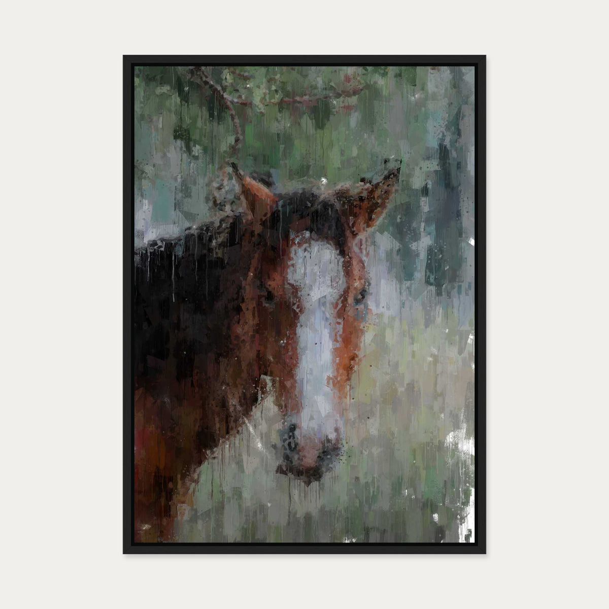 Horse Portrait Painting Canvas Art — 50 x 70 cm — Black Frame