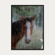 Horse Portrait Painting Canvas Art — 50 x 70 cm — Black Frame