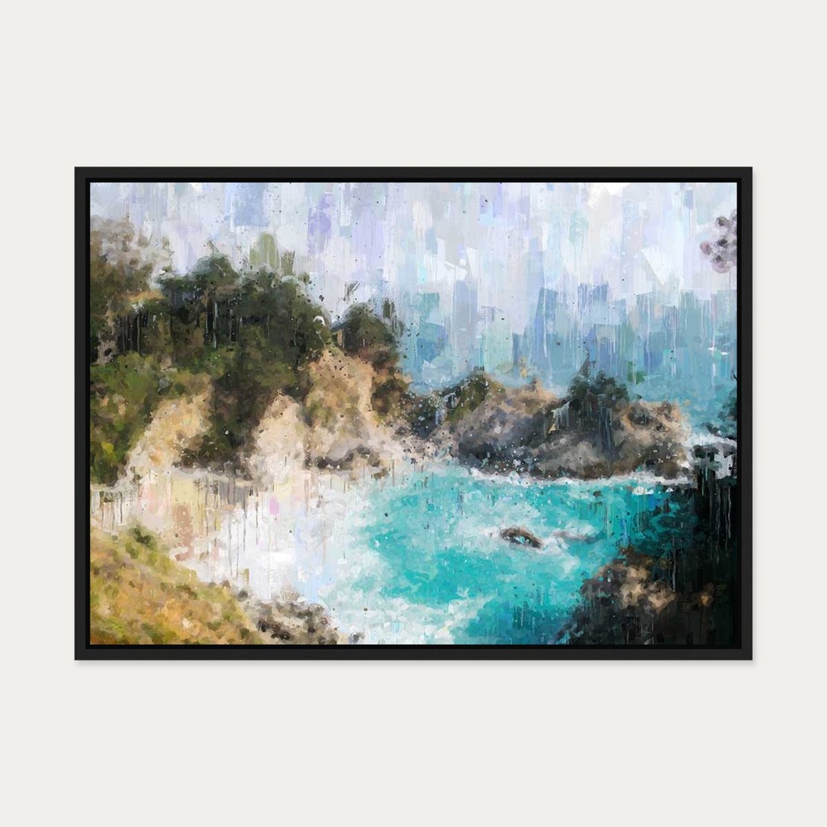 Sandy Bay Painting Canvas Art — 50 x 70 cm — Black Frame