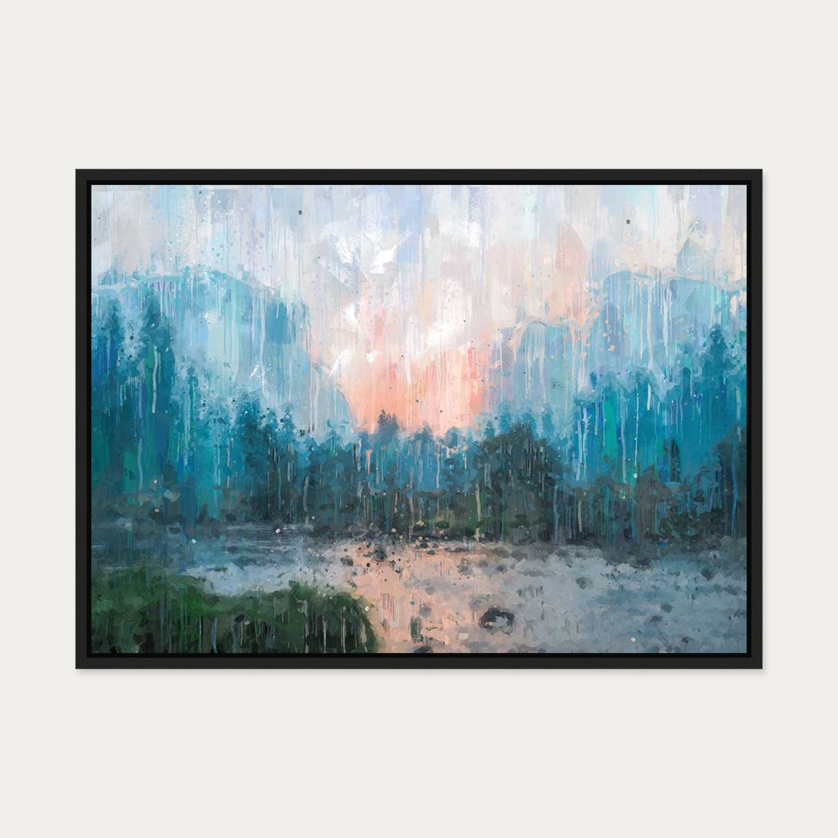 Impressionist Landscape Canvas Art — 50 x 70 cm — Black Frame