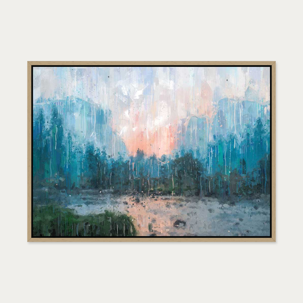 Impressionist Landscape Canvas Art — 50 x 70 cm — Oak Frame