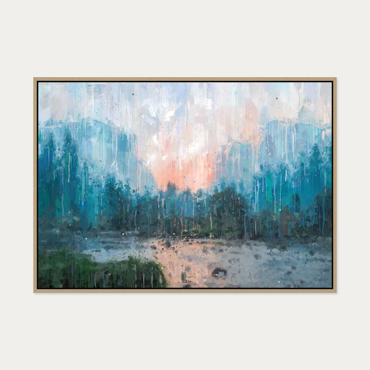 Impressionist Landscape Canvas Art — 70 x 100 cm — Oak Frame
