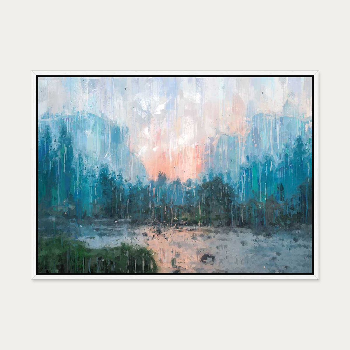 Impressionist Landscape Canvas Art — 50 x 70 cm — White Frame