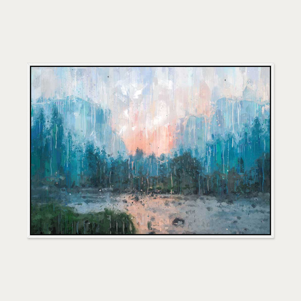 Impressionist Landscape Canvas Art — 70 x 100 cm — White Frame