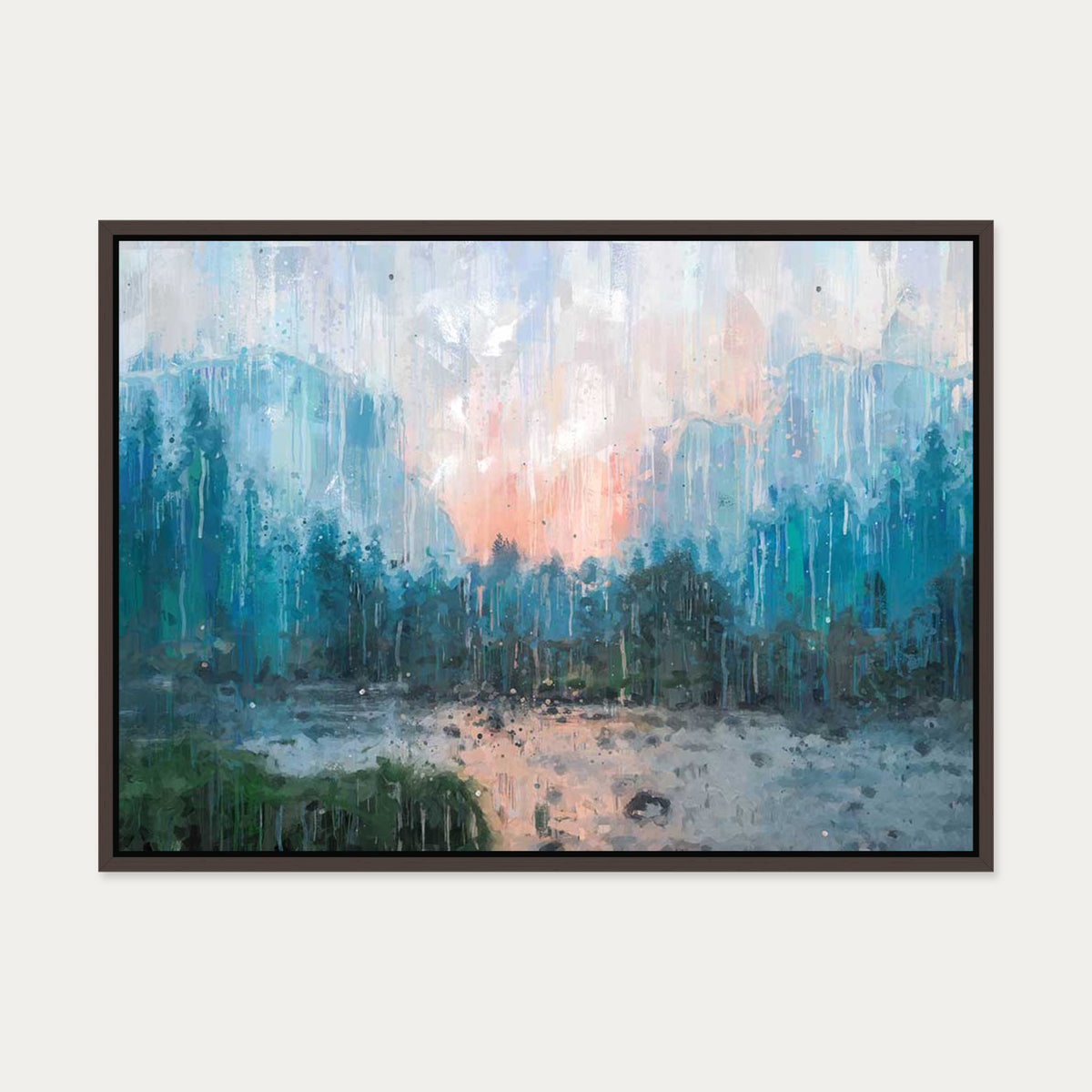 Impressionist Landscape Canvas Art — 50 x 70 cm — Brown Frame