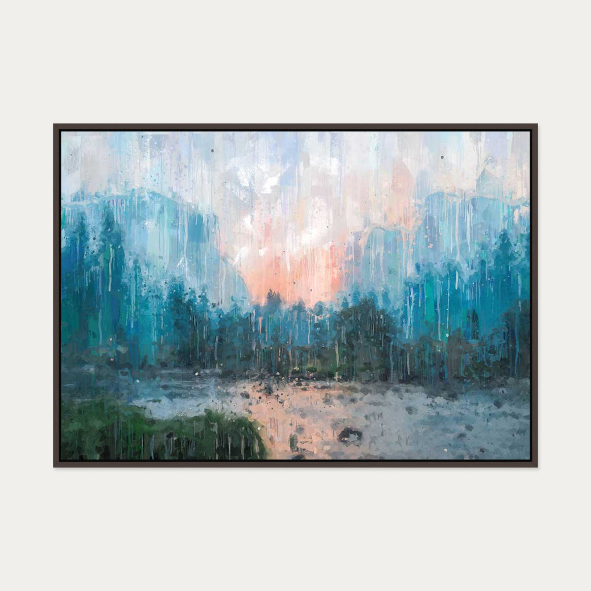 Impressionist Landscape Canvas Art — 70 x 100 cm — Brown Frame