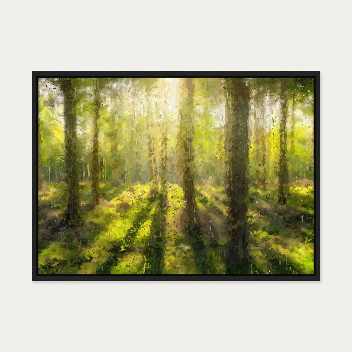 Sunrise Forest Landscape Canvas Art — 50 x 70 cm — Black Frame