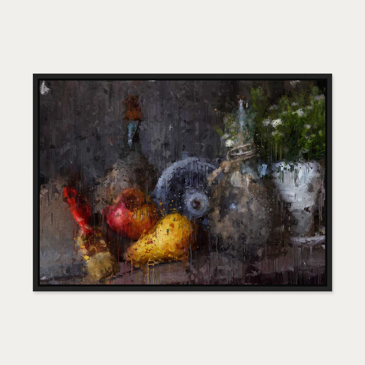 Still Life Fine Art Canvas Art — 50 x 70 cm — Black Frame