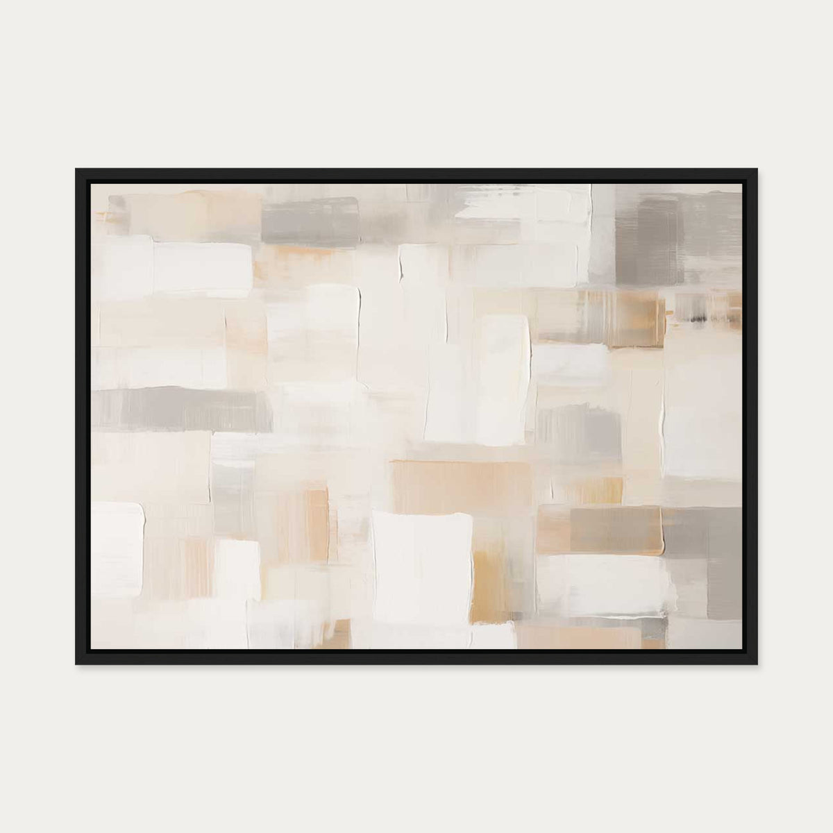 Patchwork Beige Canvas Art — 50 x 70 cm — Black Frame