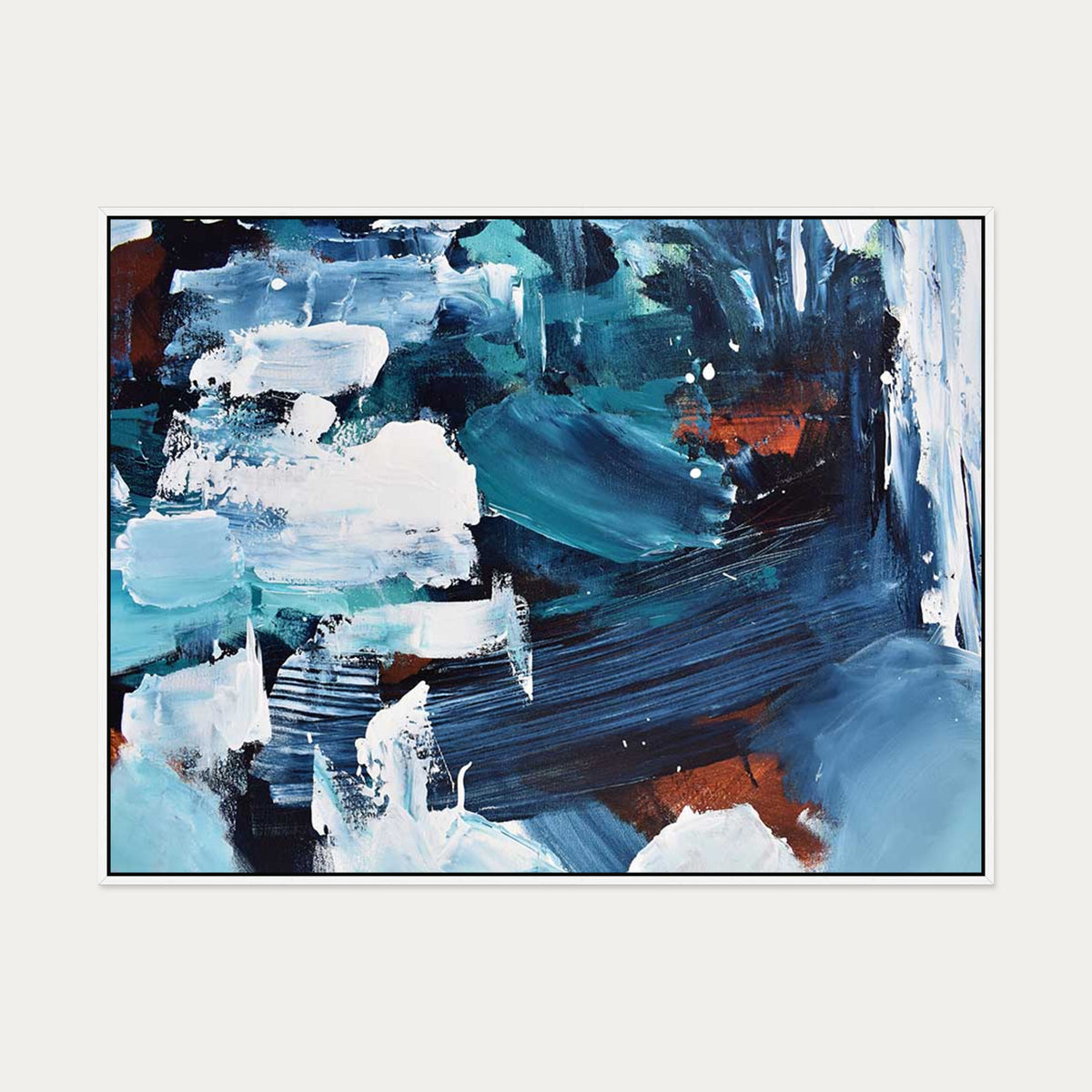 Abstract 189 Canvas Art — 90 x 120 cm — White Frame