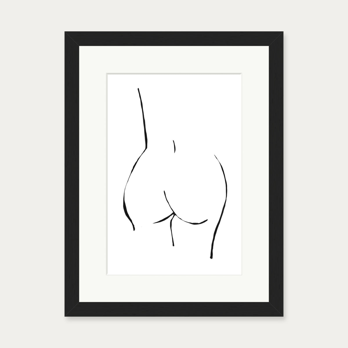 Line Drawing Nude Art Print — 30 x 40 cm — Black Frame