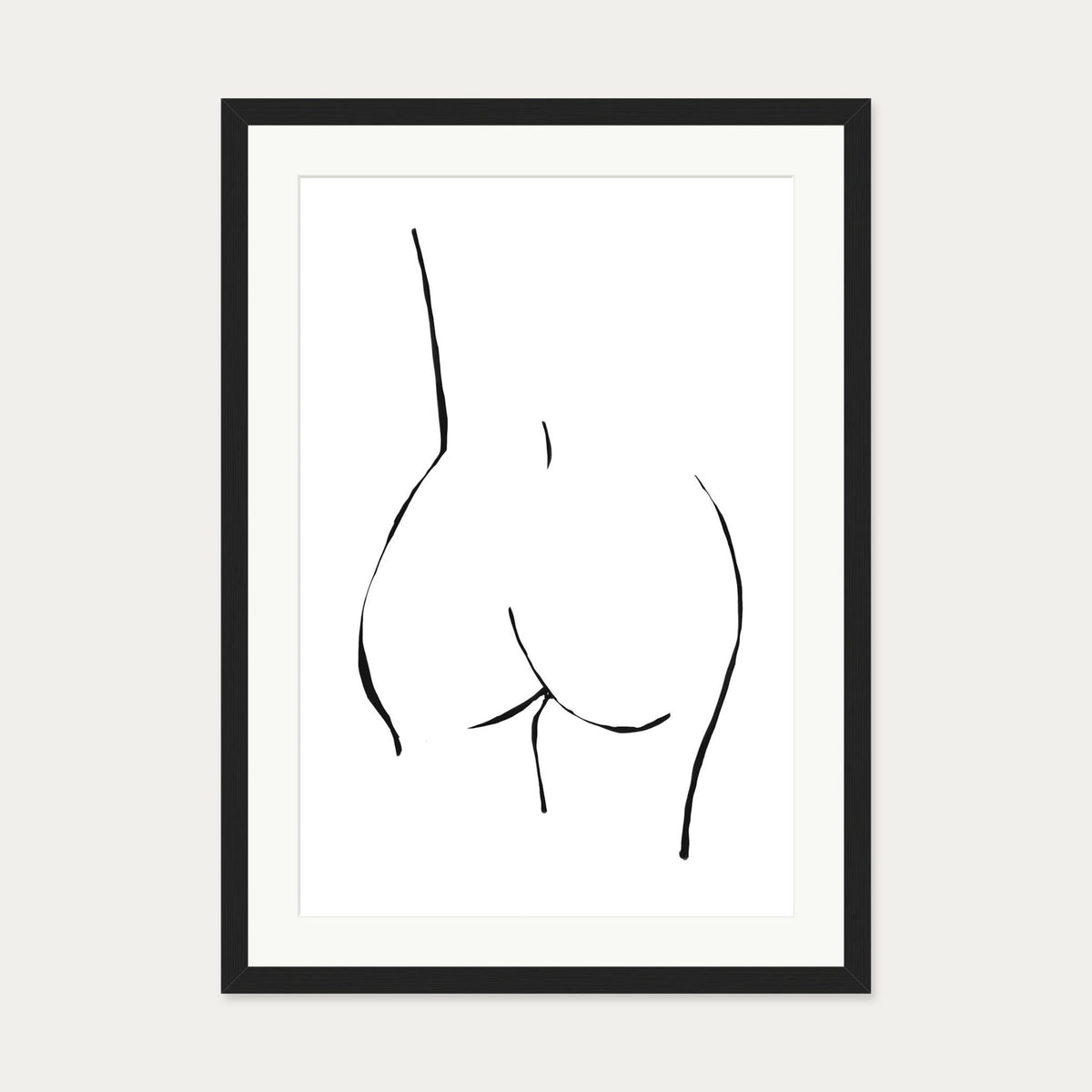 Line Drawing Nude Art Print — 50 x 70 cm — Black Frame