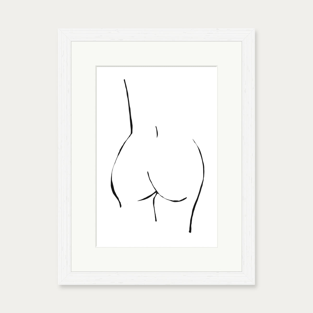 Line Drawing Nude Art Print — 30 x 40 cm — White Frame